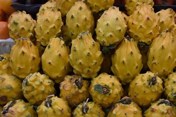 Fresh dragon fruit at the farmers market