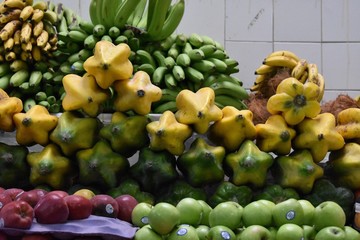 Fresh star fruit at the farmers market