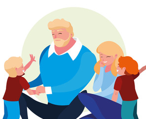 Obraz premium parents with children family avatar character