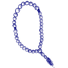white prayer beads with white background