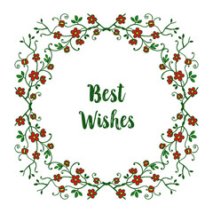 Vector illustration beauty of red wreath frame with greeting card of best wishes