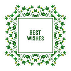 Vector illustration shape leaf wreath frame with banner of best wishes