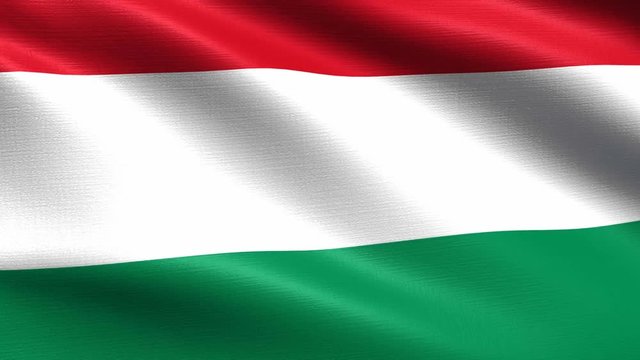 Realistic flag of Hungary, Seamless looping with highly detailed fabric texture, 4k resolution