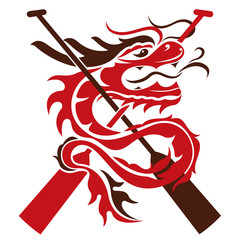 Double dragon boats icon design illustration