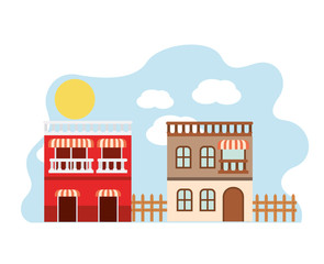 Fototapeta premium neighborhood houses in landscape isolated icon
