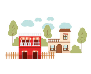 Obraz premium neighborhood houses in landscape isolated icon