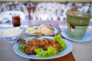fired fish and sour soup Thai food