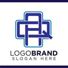 Fototapeta premium AQ Initial Letter with Cross medical Logo vector
