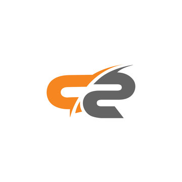 letters c2 swoosh slice design geometric logo vector