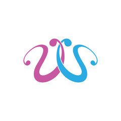 vector of letter wu curves logo