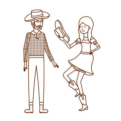farmers couple dancing with straw hat