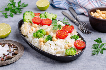 White fried rice with vegetables