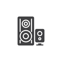 Fototapeta na wymiar Audio speakers vector icon. Stereo system filled flat sign for mobile concept and web design. Sound speaker glyph icon. Symbol, logo illustration. Pixel perfect vector graphics