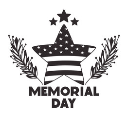 Fototapeta premium star with wreath and usa flag of memorial day emblem