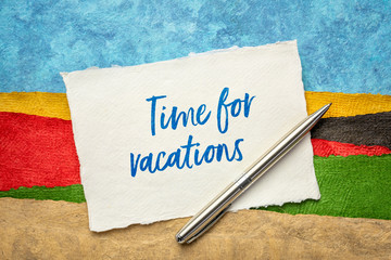 time for vacations on handmade paper