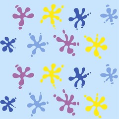 Fototapeta na wymiar Pattern for seamless background colorful blots and drops blue, yellow, purple, violet