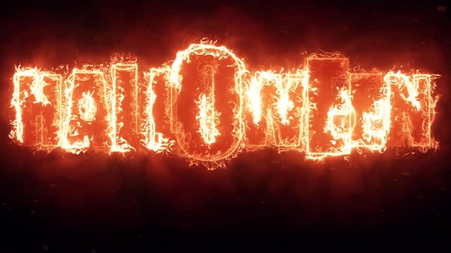 Halloween Spooky Night Animation with Bats Flying Around Fire Burning Text