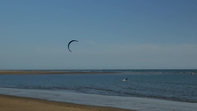 A cropped clip of a kitesurfer in tha Spain&acute;s coast