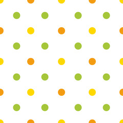 polkadot yellow green orange seamless pattern vector