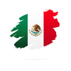 Mexican flag Vector illustration on white background.