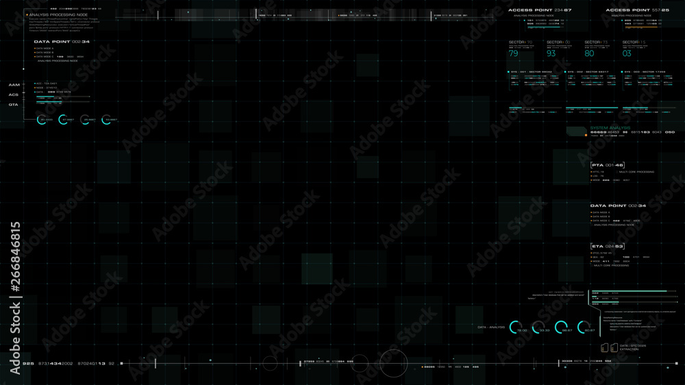 Aufkleber Futuristic motion graphic user interface head up display screen blank template with digital data telemetry information display for digital background graphic overlay