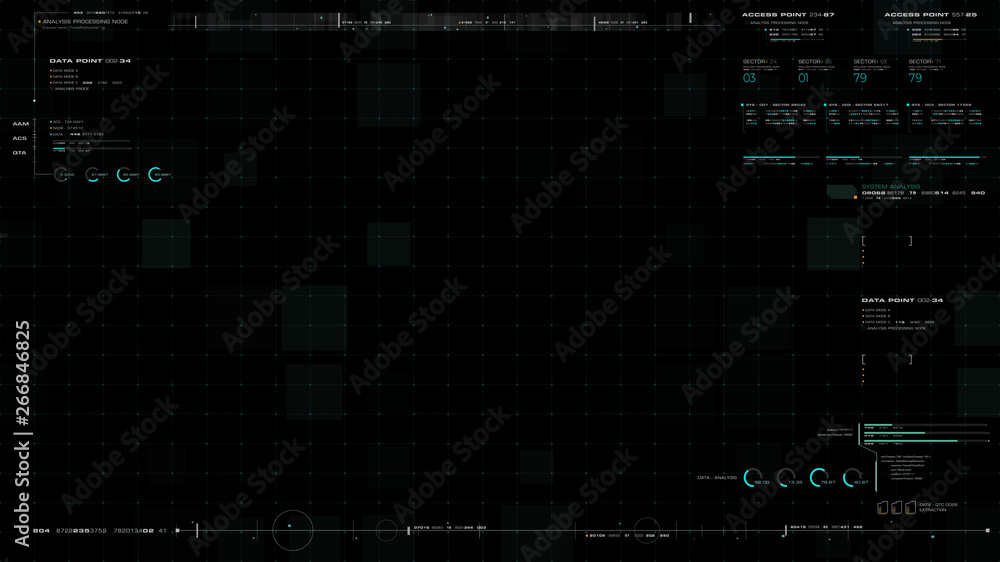 Aufkleber Futuristic motion graphic user interface head up display screen blank template with digital data telemetry information display for digital background graphic overlay