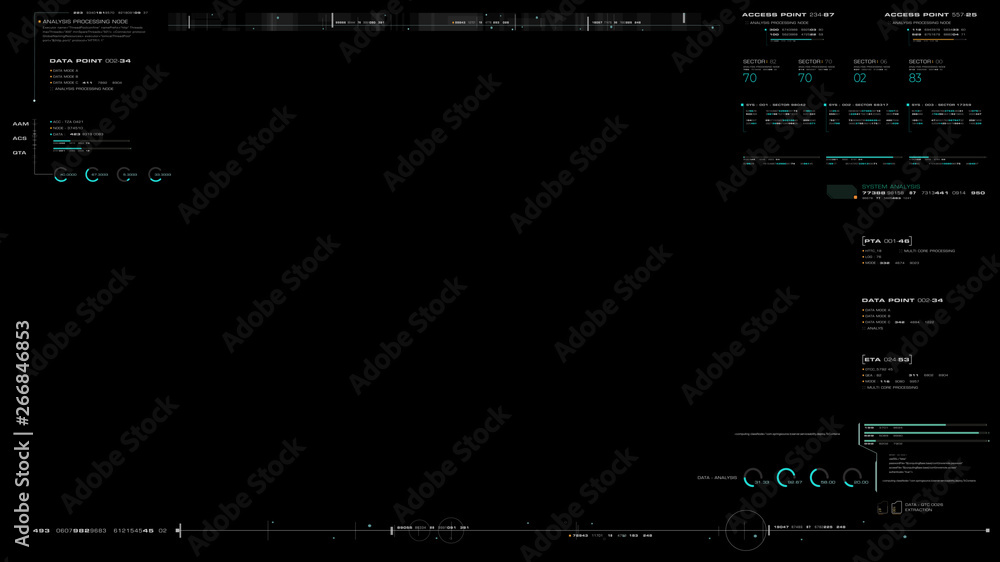 Aufkleber Futuristic motion graphic user interface head up display screen blank template with digital data telemetry information display for digital background graphic overlay