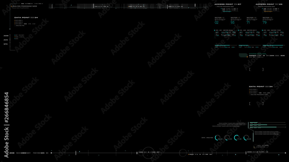 Aufkleber Futuristic motion graphic user interface head up display screen blank template with digital data telemetry information display for digital background graphic overlay