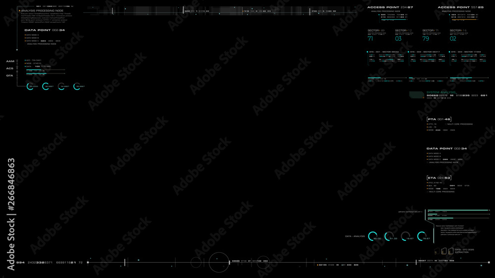 Aufkleber Futuristic motion graphic user interface head up display screen blank template with digital data telemetry information display for digital background graphic overlay
