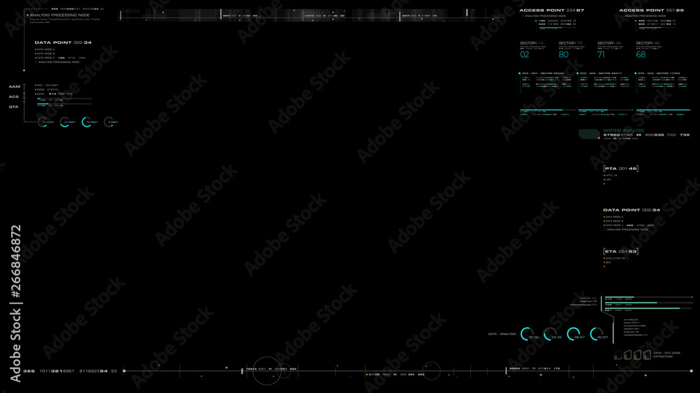 Poster Futuristic motion graphic user interface head up display screen blank template with digital data telemetry information display for digital background graphic overlay
