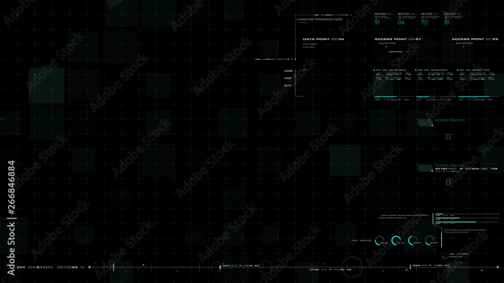 Fototapete Futuristic motion graphic user interface head up display screen blank template with digital data telemetry information display for digital background graphic overlay