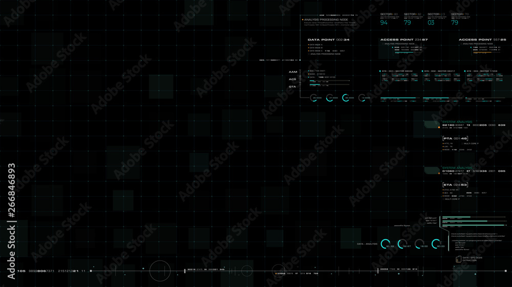 Aufkleber Futuristic motion graphic user interface head up display screen blank template with digital data telemetry information display for digital background graphic overlay