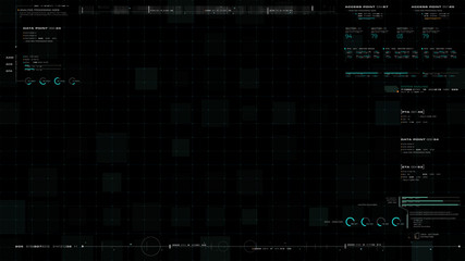 Futuristic motion graphic user interface head up display screen blank template with digital data telemetry information display for digital background graphic overlay