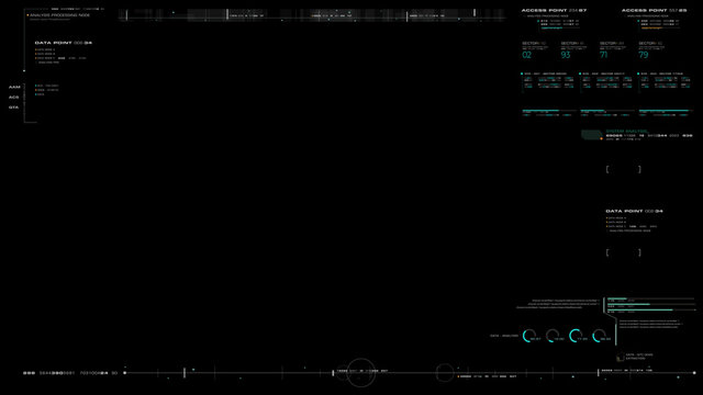 Futuristic motion graphic user interface head up display screen blank template with digital data telemetry information display for digital background graphic overlay
