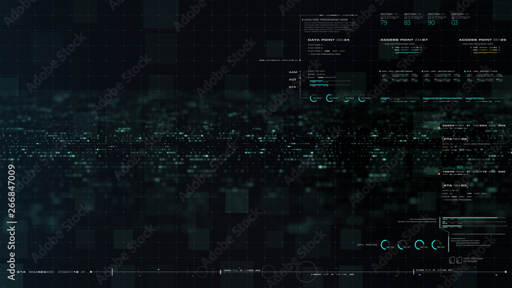 Poster Futuristic motion graphic user interface head up display screen blank template with digital data telemetry information display for digital background graphic overlay