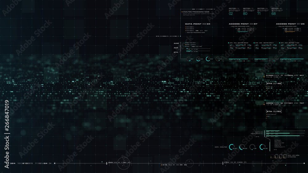 Aufkleber Futuristic motion graphic user interface head up display screen blank template with digital data telemetry information display for digital background graphic overlay