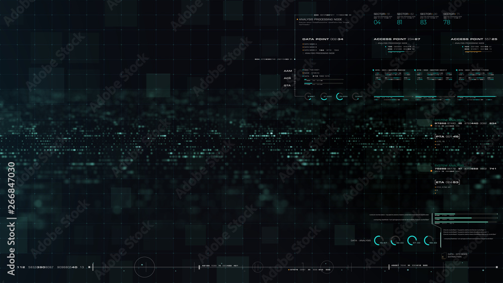 Aufkleber Futuristic motion graphic user interface head up display screen blank template with digital data telemetry information display for digital background graphic overlay
