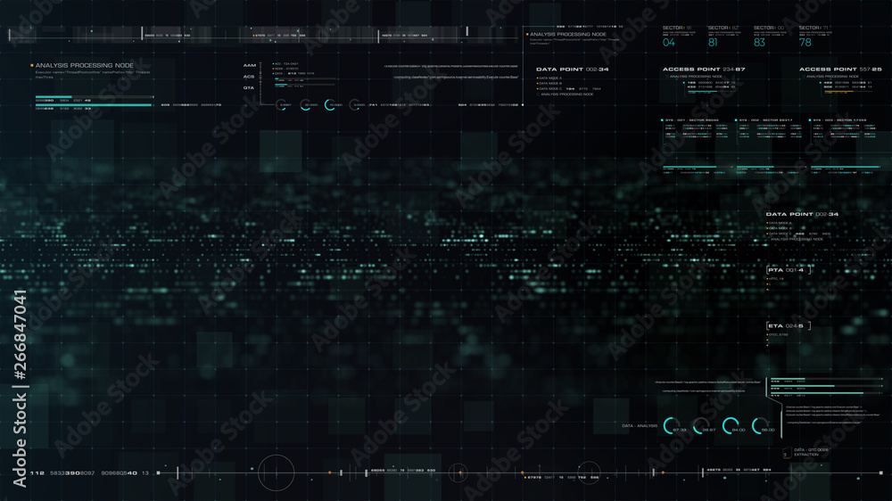 Poster Futuristic motion graphic user interface head up display screen blank template with digital data telemetry information display for digital background graphic overlay