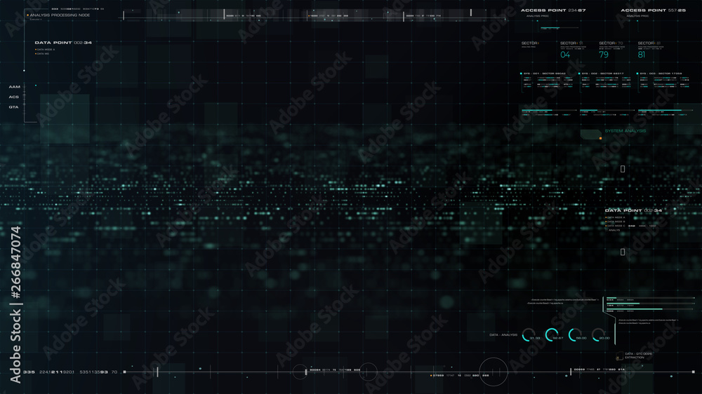 Aufkleber Futuristic motion graphic user interface head up display screen blank template with digital data telemetry information display for digital background graphic overlay