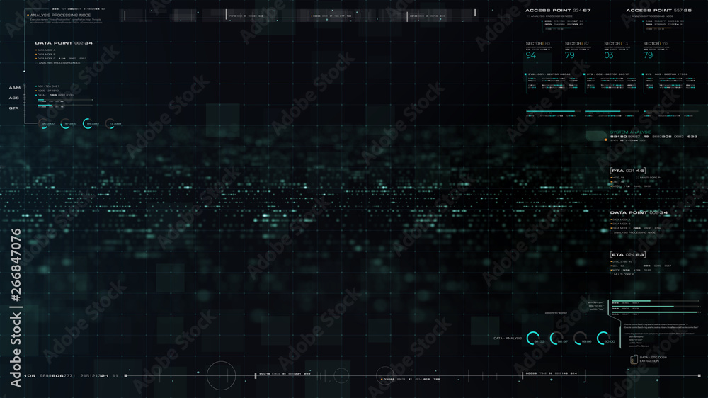 Poster Futuristic motion graphic user interface head up display screen blank template with digital data telemetry information display for digital background graphic overlay