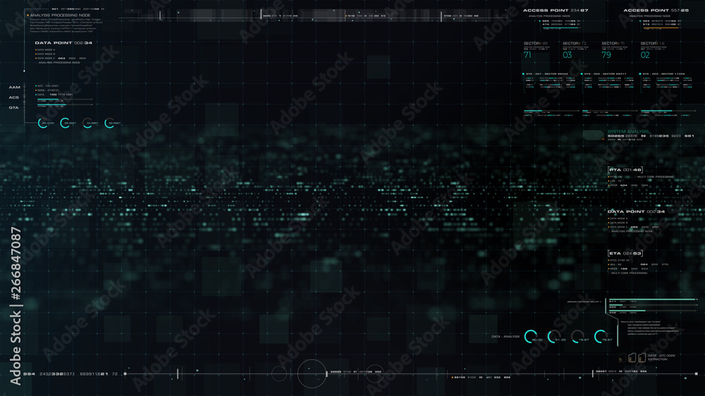Leinwandbilder Futuristic motion graphic user interface head up display screen blank template with digital data telemetry information display for digital background graphic overlay