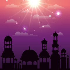 ramadan kareem cityscape silhouette scene
