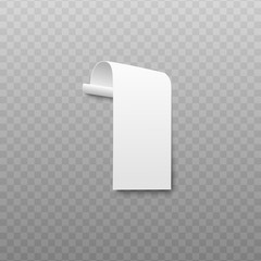 Blank paper bill or receipt vector template isolated on transparent background.