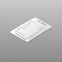 Paper paying bill or cash receipt in realistic style.