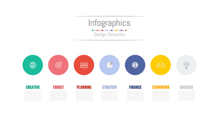 Infographic design elements for your business data with 7 options, parts, steps, timelines or processes. Vector Illustration.