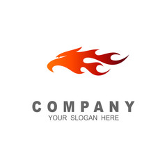 Fire eagle vector logo template, speed, fast, head and sport icon