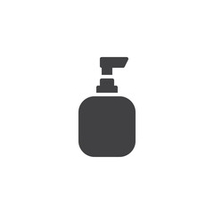 Cosmetics dispenser bottle vector icon. filled flat sign for mobile concept and web design. Liquid soap bottle glyph icon. Symbol, logo illustration. Pixel perfect vector graphics