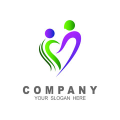 Family love logo template design vector, people and line, two person icon