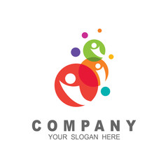 Happy family logo, symbol of unity between humans, social icon