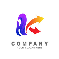 Letter h and k with arrow logo design template, 3D logo 